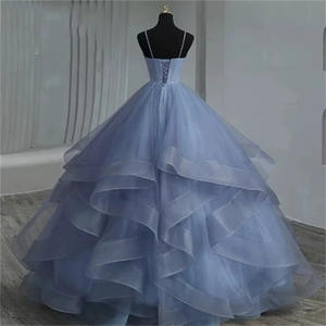 Vestidos de Fiesta de Tul con Tirantes Finos y Coloridos, Vestidos de Noche Formales con Volantes para Mujer, Vestidos de Graduación - Product Image 3