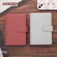 Hongbo, superventas, 43 colores, a la venta, listo para enviar, cuero de guijarro en relieve, A6, 30MM-Gold-Ring, carpeta de presupuesto, cubierta de cuaderno
