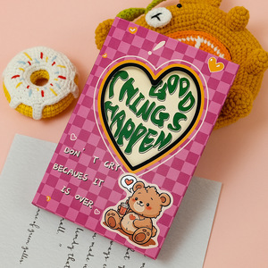 Nuovo prodotto personalizzato rosa a scacchi orso cartone animato con fibbia magnetica Notebook cartonato - Product Image 3