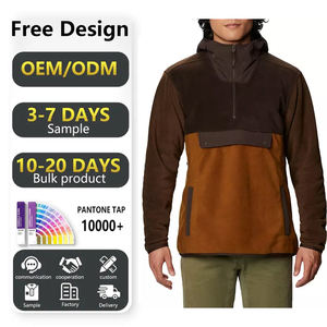Sudadera personalizada con capucha y cremallera para hombre, sudadera con bolsillo de punto de retazos, abrigo polar bordado para otoño con impresión Digital - Product Image 1