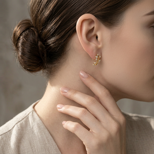 Pendientes de Botón de Oro Amarillo Sólido de 18K con Diseño Vintage Elegante y Diamantes Naturales Reales para Mujer, Regalo de Aniversario de Bodas - Product Image 5