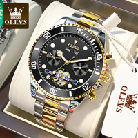 Montre-bracelet mécanique de luxe pour homme OLEVS 6605, design OEM tendance, prix bas, étanche, entièrement en acier inoxydable, logo personnalisable.