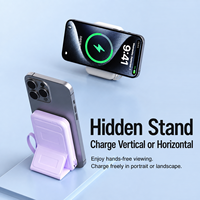 Batterie externe magnétique sans fil personnalisée 10000 mAh avec câble intégré, support pliable, affichage numérique, impression de logo, chargeur portable