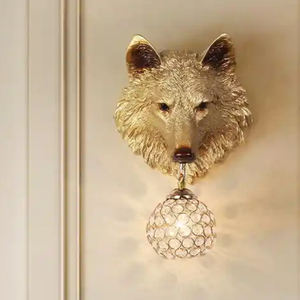 Lámpara de araña con cabeza de <span class=keywords><strong>Lobo</strong></span>, lámpara colgante con motivo de asta de estilo nórdico, decoración para Bar, cafetería, tienda, lámpara colgante de capa, vela - Product Image 2