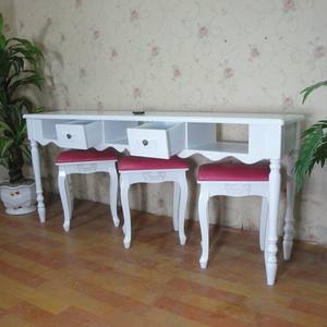 <span class=keywords><strong>Mesa</strong></span> de Manicura Vintage Pintada de Blanco en Oferta con Amplio Gabinete de Almacenamiento - Product Image 1