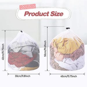 2026 Household Custom Reusable Large Size Foldable Drawstring Mesh <b>Laundry</b> Wash Bags Durable for Bathroom Use - Product Image 2