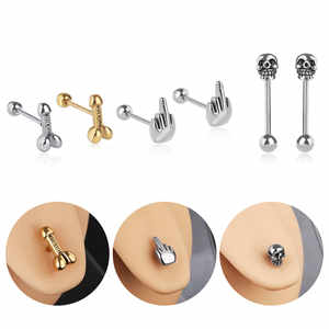 Producto Popular, MOQ Bajo, Joyería Corporal con Grabado de Letras en la Superficie, Barra Dorada, <span class=keywords><strong>Piercing</strong></span> de Lengua - Product Image 3