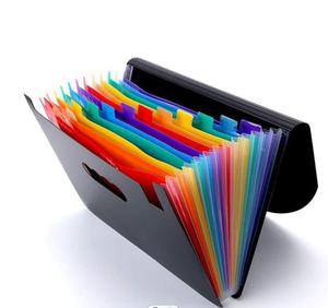 Rainbow Color Layers A4 PP Plastic Document Holder Desk File Storage Bag 24 pocket Expandable File Organizer Filling Folder