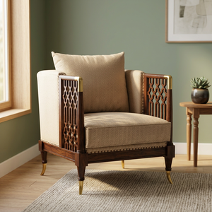 Fauteuil convertible en teck massif, fait main, style mid-century, pour chambre, salon, hôtel et villa - Product Image 3