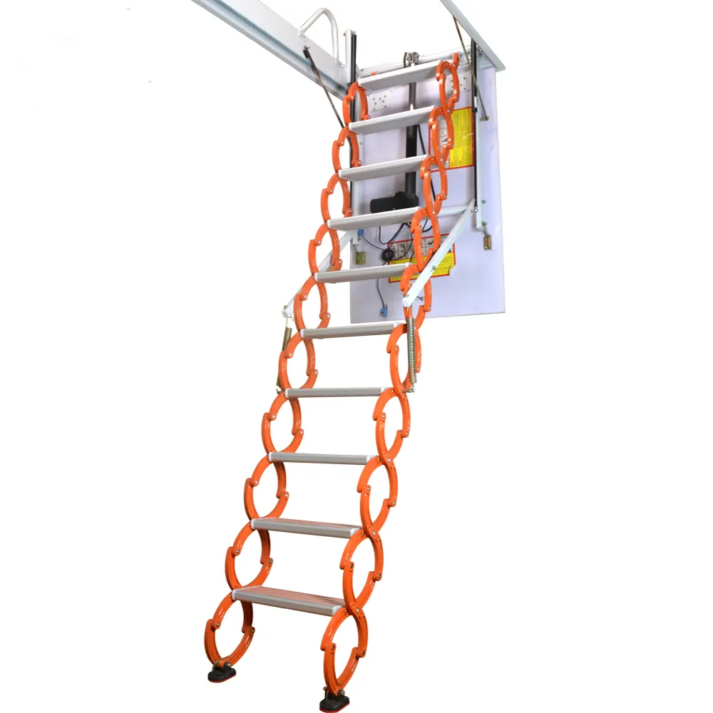Escalera retráctil de acero inoxidable para interiores, escalera personalizada con control remoto