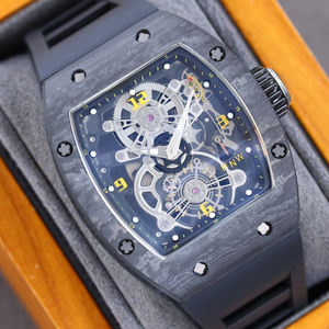 Reloj de Pulsera de Lujo con Esfera Mecánica Automática, Correa de Goma Negra y Caja de Fibra de Carbono Marmoleada, Gran Venta 2026 - Product Image 2