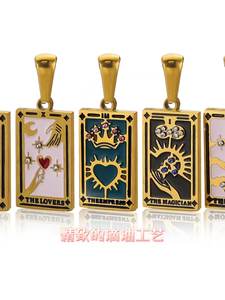 Retro DIY Instagram moda colgante accesorios acero inoxidable Rectangular goteo aceite circón llaveros <span class=keywords><strong>Tarot</strong></span> tarjetas inspiradas - Product Image 2
