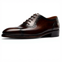 Chaussures Oxford Homme en Cuir Véritable Italien Faites à la Main Marron Noir Habillées Formelles à Bout Pointu à Lacets Antidérapantes – Grande Vente