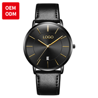 Montres personnalisées OEM 5869 avec logo pour hommes, montre à quartz étanche, bracelet en cuir avec calendrier, montre pour femme, montre de couple
