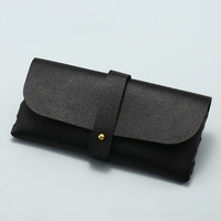Lot de 3 étuis à lunettes en cuir noir souple, fermeture à bouton-pression, design couvercle et plateau, vente en gros d'usine Chine, emballage sac OPP