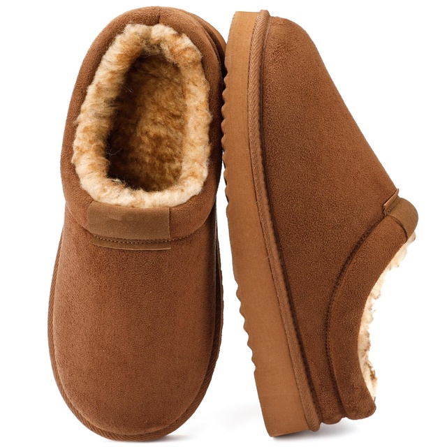 YL-25449 Ultra-Soft Microfiber Men's Fur Slippers - Indoor/Outdoor Winter House Shoes with Memory Foam, Cozy & Slip-On Design