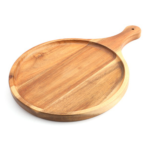 Tabla de cortar redonda de madera maciza de 2 cm de grosor para pizza, pan, frutas y carne. - Product Image 2