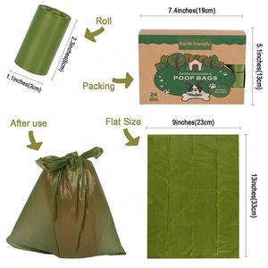 Sac à déjections pour animaux de compagnie biodégradable en amidon de maïs et plastique EPI imprimé avec des pattes roses respectueux de l'environnement avec distributeur - Product Image 6