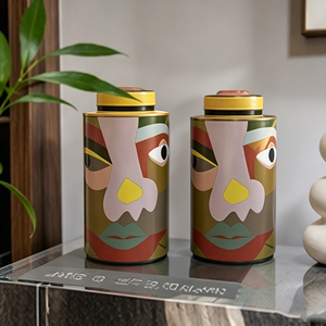 Recipientes de Cerámica Geométricos con Diseño Abstracto Moderno de Mediados de <span class=keywords><strong>Siglo</strong></span>, con Tapas Coloridas, para Decoración de Mesa de Galería - Product Image 5