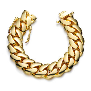22mm Cuban Chain <strong>Men's</strong> Bracelet 18K Gold-Plated Hip-hop Style Trendy <strong>Fashion</strong> <strong>Accessory</strong> for Parties - Product Image 1