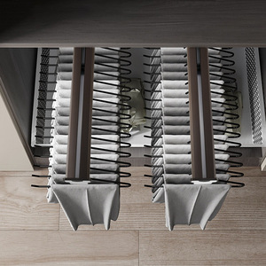Support de rangement coulissant pour pantalon avec amortisseur double en alliage d'aluminium, fixation au plafond pour armoire - Product Image 1