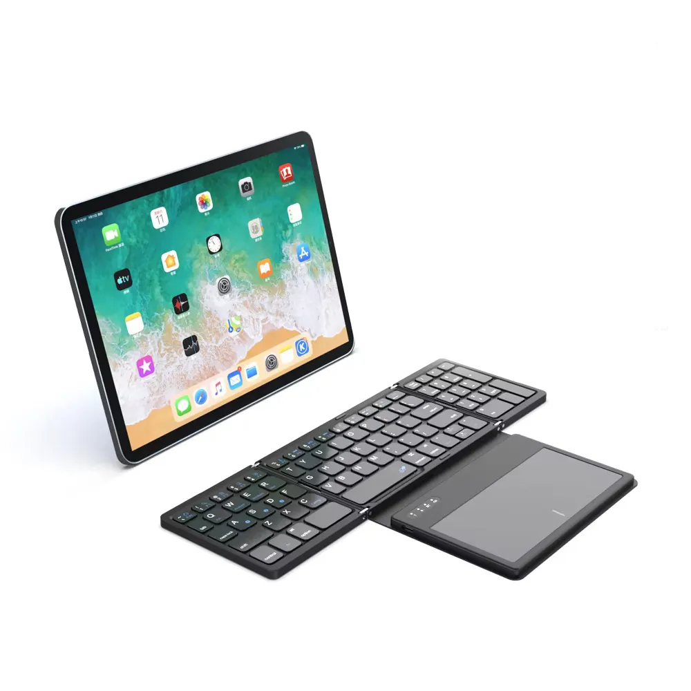 Sıcak satış Mini katlanır Bluetooth klavye pc touchpad için Bluetooth katlanabilir Mini klavye taşınabilir kablosuz katlanır klavye