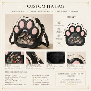 Custom Ita <b>Bag</b> PU <b>Leather</b> Cartoon Pattern Cross Body With Transparent Window Appliques Women's <b>Messenger</b> <b>Bag</b> - Product Image 2