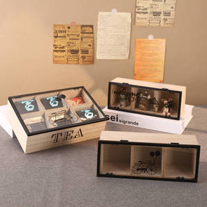 Caja de Almacenamiento de Té de Madera con Tapa y 6 Compartimentos para Organización de Escritorio en Casa u Oficina - Product Image 2