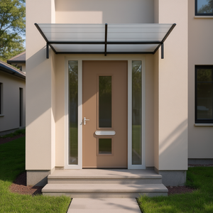 Toldo para Puerta de Policarbonato, Diseño Rectangular Minimalista D0100H5LYMP, Transparente, Operación Manual - Product Image 2