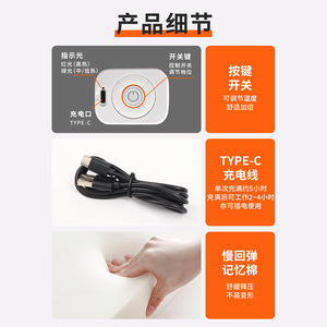 Oreiller chauffant en mousse à mémoire de forme en forme de papillon, fermeté moyenne, soutien du cou pour adultes, housse intérieure bleue - Product Image 4