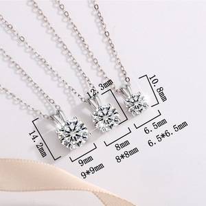 Collar de Plata de Ley S925 con Moissanita de 1/<span class=keywords><strong>2</strong></span>/3 <span class=keywords><strong>Quilates</strong></span>, Corte Redondo Clásico de 4 Puntas, D VVS1, Gargantilla Minimalista con Cadena de Moissanita para Mujer - Product Image 3