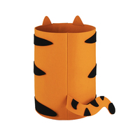 Panier de rangement rond en feutre polyester en forme de tigre pour vêtements et jouets, fourni par le fabricant