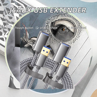 JSAUX Lot de 2 câbles d'extension USB 3.0 (Type A mâle vers femelle) tressés en nylon pour imprimante, appareil photo, téléphone - Gris