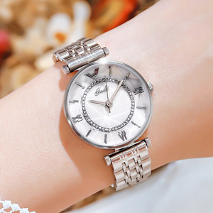 Reloj de cuarzo para mujer, esfera redonda, reloj de pulsera de metal, números romanos, analógico, moda, negocios, informal - Product Image 6