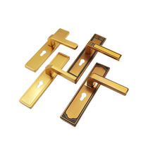 Poignée de porte extérieure en alliage d'aluminium laiton antique de qualité supérieure, avec plaque de serrure et trou pour cylindre, couleur or-noir