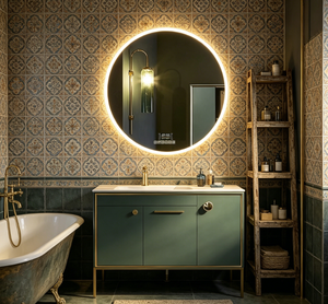 Round LED Bathroom <b>Mirror</b> Backlit Wall Hanging <b>Vanity</b> <b>Mirror</b> Illuminated Cosmetic <b>Mirror</b> Modern Interior <b>Lighting</b> - Product Image 2