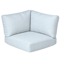 Coussin d'angle en forme de L bleu glace à tissage slub, épais, avec housse amovible, rembourrage en peluche, coutures soignées, soutien dorsal doux