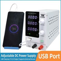 Alimentation CC variable intelligente 30V 5A pour réparation de téléphones, source d'alimentation de laboratoire à commutation 4 chiffres avec USB et mémoire de coupure de courant
