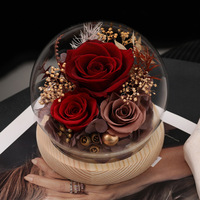 Rose éternelle faite à la main sous cloche en verre, coffret cadeau, décoration de mariage, cadeaux de fête, roses naturelles préservées pour toujours