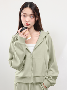 Nuovo Arrivo Primaverile <span class=keywords><strong>Felpa</strong></span> da <span class=keywords><strong>Donna</strong></span> con <span class=keywords><strong>Cappuccio</strong></span> e <span class=keywords><strong>Zip</strong></span> Personalizzabile a Maniche Lunghe Casual Disponibile in Diversi Colori - Product Image 2