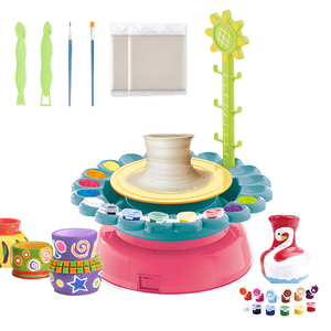 Custom Popular Art and Craft Activity Kit Kid Clay Pottery Wheel Making Painting Toy Diy Sunflower Educational Toys for Children