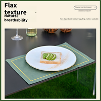 Set de table rectangulaire en coton et lin brodé 45x30cm, isolant thermique, style américain, pour Noël, décoration de table, vente en gros