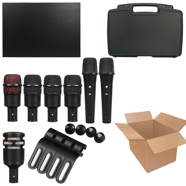 GAM-DK Dynamic/Condenser Drum Microphone Kit Cardioid Snare Drum Mic Set Plastic Wired Noise Cancelling Microphone for Stage Use