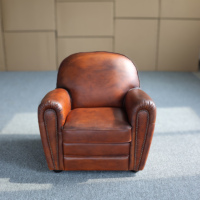 Fauteuil individuel décontracté en cuir véritable ultra-doux, style médiéval rétro, effet vieilli et ciré à l'huile, modèle Tiger, pour salon, hôtel, café