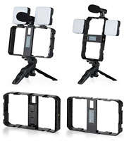 Kit de vlogging pour iPhone, kit de démarrage YouTube, accessoires : trépied pour téléphone, support pour téléphone, lumière LED et microphone canon