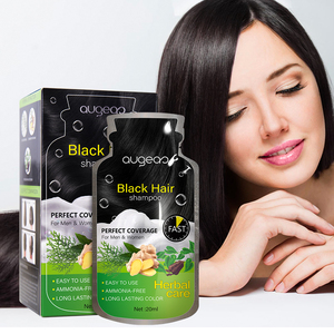 Tinte para el Cabello en Champú de Marca Privada Augeas, Sin Amoníaco, 3 en 1, Color Castaño Oscuro, Gris, Blanco, Natural, Herbal, Permanente, Rápido, Negro - Product Image 1