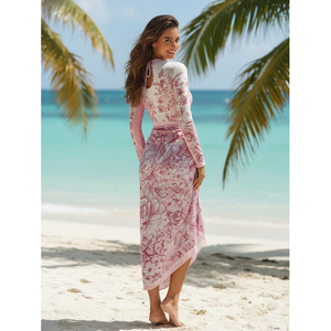 Nuevo Bikini con Estampado Floral 2026, Elegante Conjunto <span class=keywords><strong>de</strong></span> Bikini <span class=keywords><strong>de</strong></span> <span class=keywords><strong>Manga</strong></span> <span class=keywords><strong>Larga</strong></span> con Malla, Traje <span class=keywords><strong>de</strong></span> <span class=keywords><strong>Baño</strong></span> <span class=keywords><strong>de</strong></span> Una Pieza <span class=keywords><strong>para</strong></span> <span class=keywords><strong>Mujer</strong></span> - Product Image 2