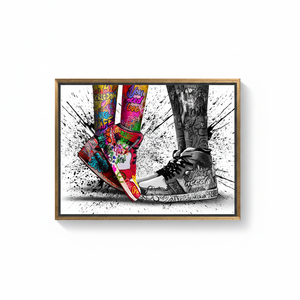 Elegant Graffiti Shoes Print: Modern <b>Canvas</b> Wall Art Decor,GOLD <b>FRAMED</b> <b>CANVAS</b> - Product Image 2