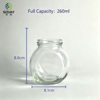 Pot en verre sphérique transparent de 8,6 cm * 8,1 cm, 230 ml, pour la mise en conserve, emballage alimentaire de style cadeau pour la vente au détail