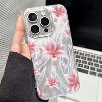 Coques de Téléphone Antichoc Luxe Fleurs pour iPhone 17 Air 16 15 Plus Pro Max 14 13 12 11 X – Housse de Protection Arrière Personnalisable avec Logo
